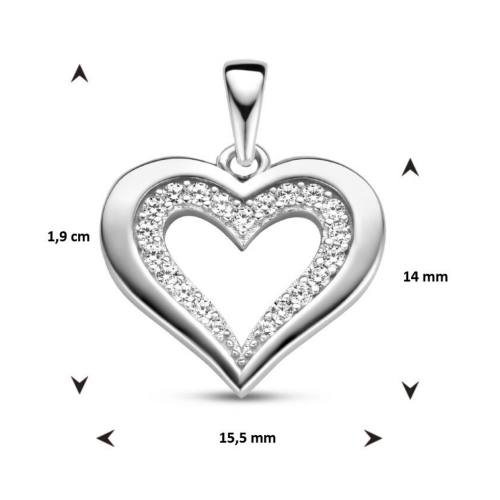 hanger hartje met zirkonia steentjes zilver - 601285