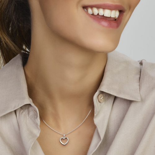 hanger hartje met zirkonia steentjes in zilver 21 mm - 601286