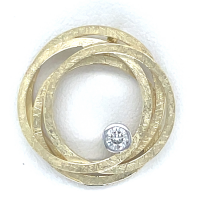 Cirkel hanger in goud met diamant 0.12ct - 601287