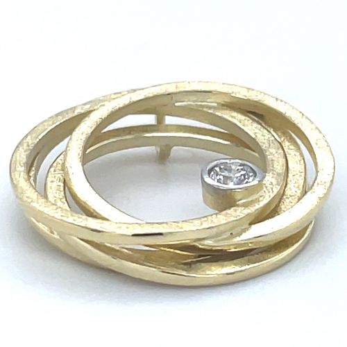 Cirkel hanger in goud met diamant 0.12ct - 601287