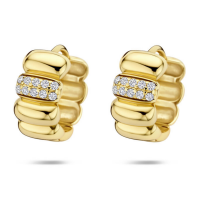 goudkleurige oorringen met zirkonia 13,5 mm 1 micron goud - 601296