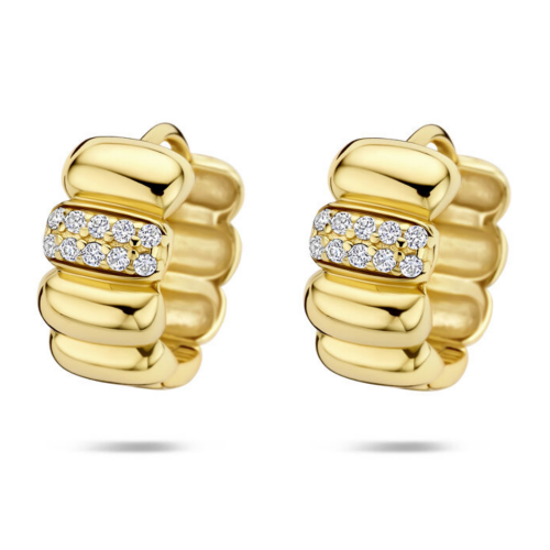 goudkleurige oorringen met zirkonia 13,5 mm 1 micron goud - 601296