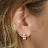 goudkleurige oorringen met zirkonia 13,5 mm 1 micron goud - 601296