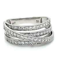 brede ring met zirkonia in zilver maat 56 - 601297