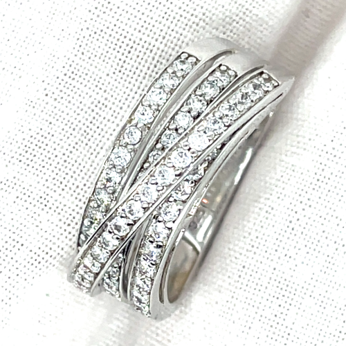 brede ring met zirkonia in zilver maat 56 - 601297