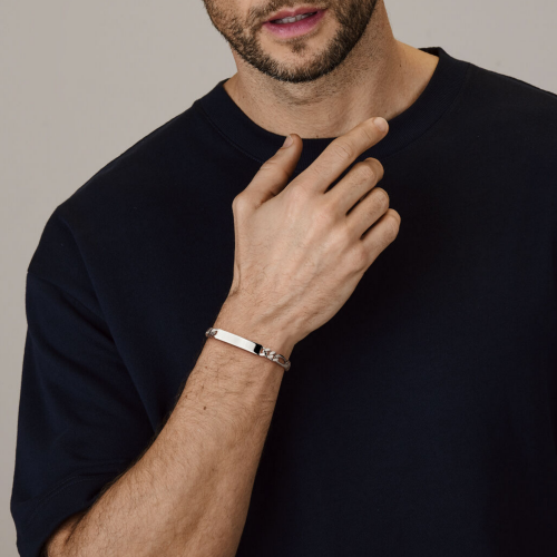 graveerarmband figaro plaat 7,0 mm breed 20cm lang in zilver - 601298 graveerarmband figaro plaat 7,0 mm breed 20cm lang in zilver - 601298