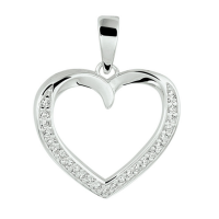 hanger in de vorm van een hartje met zirkonia in zilver - 601303