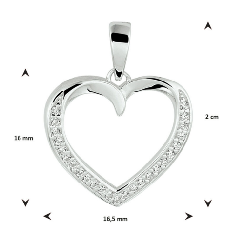 hanger in de vorm van een hartje met zirkonia in zilver - 601303