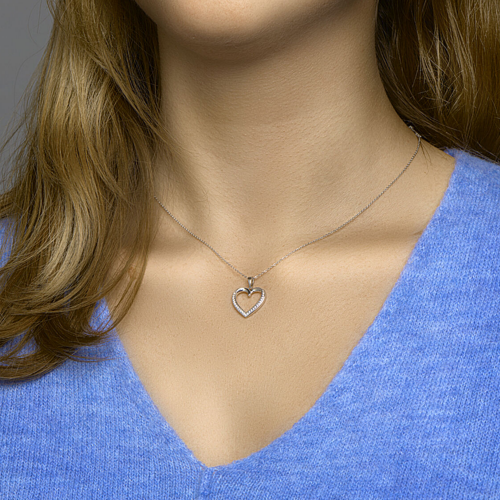 hanger in de vorm van een hartje met zirkonia in zilver - 601303