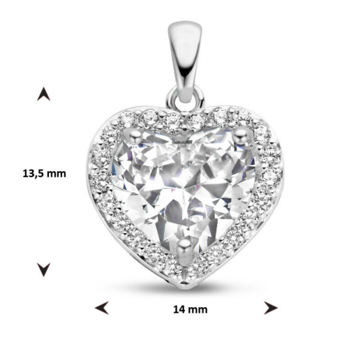hanger hart met zirkonia in zilver - 601304