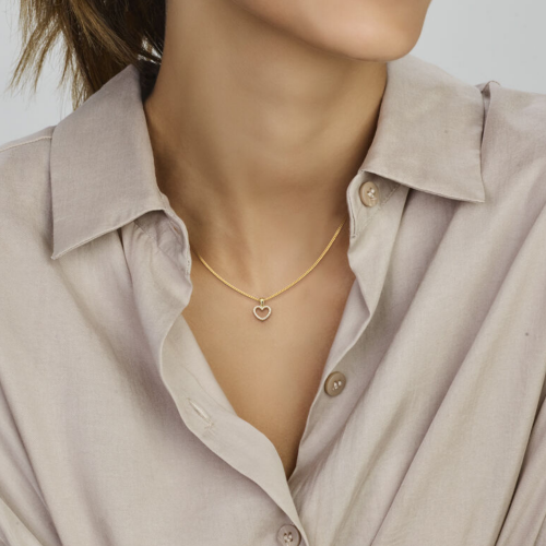 gouden hartjes hanger met zirkonia steentjes 15 mm - 601306