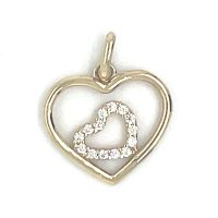 hartjes hanger met  zirkonia steentjes in goud - 601307