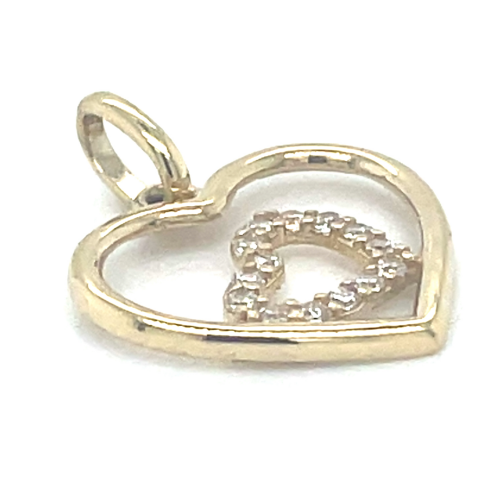 hartjes hanger met  zirkonia steentjes in goud - 601307