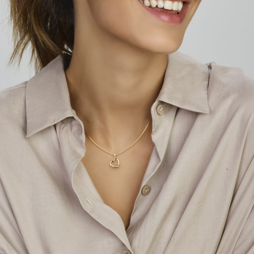 gouden hartjes hanger met zirkonia steentjes - 601308