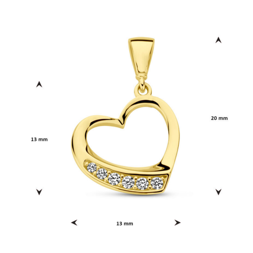 gouden hartjes hanger met zirkonia steentjes - 601308