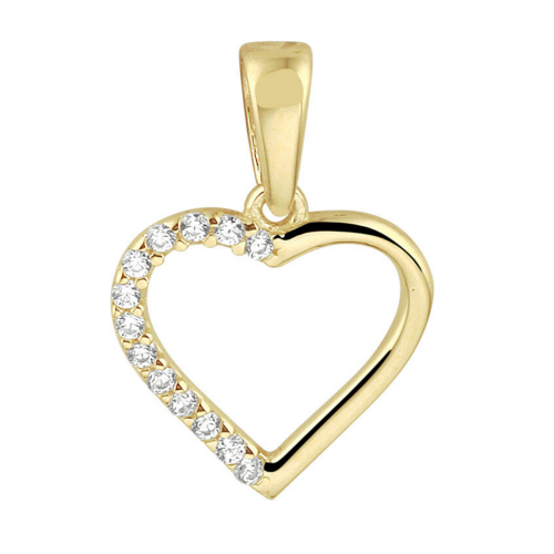 hartjes hanger in goud met zirkonia steentjes 17mm - 601309