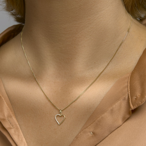 hartjes hanger in goud met zirkonia steentjes 17mm - 601309