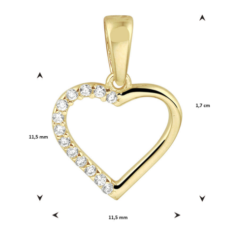 hartjes hanger in goud met zirkonia steentjes 17mm - 601309