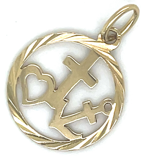 hanger geloof, hoop en liefde gediamanteerd 14 karaat goud - 601318