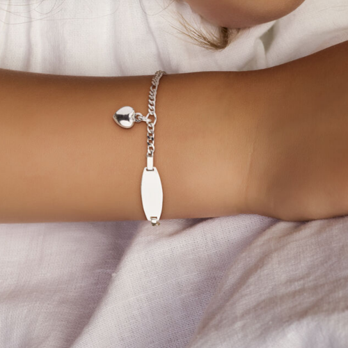 graveerarmband met hartje en figaro shakel 11 - 13 cm - 601333