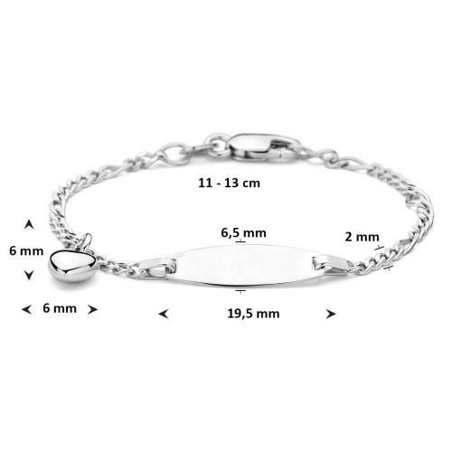 graveerarmband met hartje en figaro shakel 11 - 13 cm - 601333