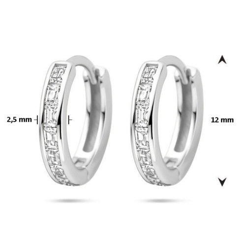 oorringen met zirkonia in zilver 12 mm - 601335