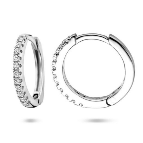 zilveren oorringen met zirkonia steentjes 11mm - 601336