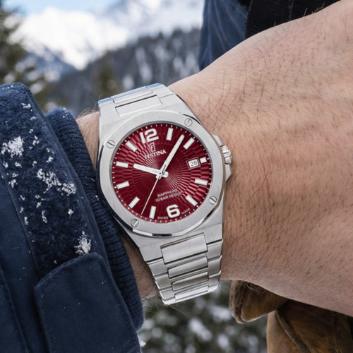 Festina heren horloge F20093-5 swiss made rood vallée - 601347