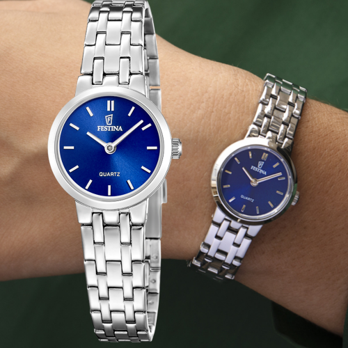 klein Festina dames horloge met blauwe wijzerplaat F20746-4 - 601353