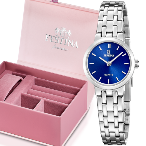 klein Festina dames horloge met blauwe wijzerplaat F20746-4 - 601353