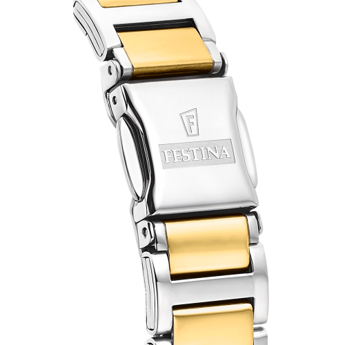 Festina dames staal en goedkleurig horloge met prachtige witte wijzerplaat F16937-A - 601356