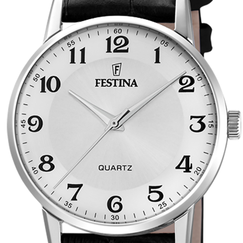 Festina dames staal en leder horloge F20691-1 - 601360