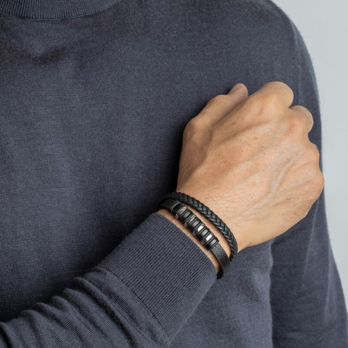 Lotus Style heren armband LS2102-2/1 staal leer - 601362