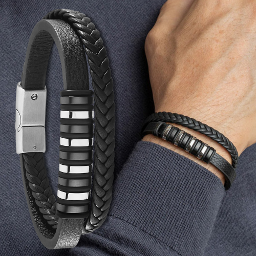 Lotus Style heren armband LS2102-2/1 staal leer - 601362