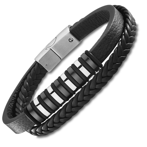 Lotus Style heren armband LS2102-2/1 staal leer - 601362