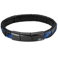 lotus staal lederen heren armband met blauw en zwart LS2533 2-1 - 601363