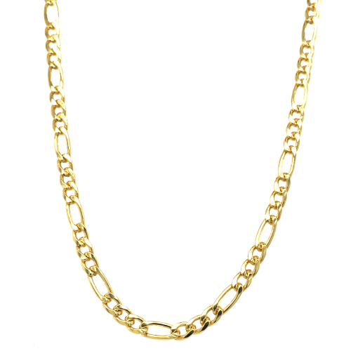 Mori Gold Filté 3,0mm brede Figaro schakel, goud gevuld 1/20 50cm - 601371