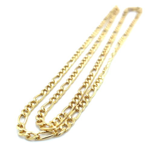 Mori Gold Filté 3,0mm brede Figaro schakel, goud gevuld 1/20 50cm - 601371