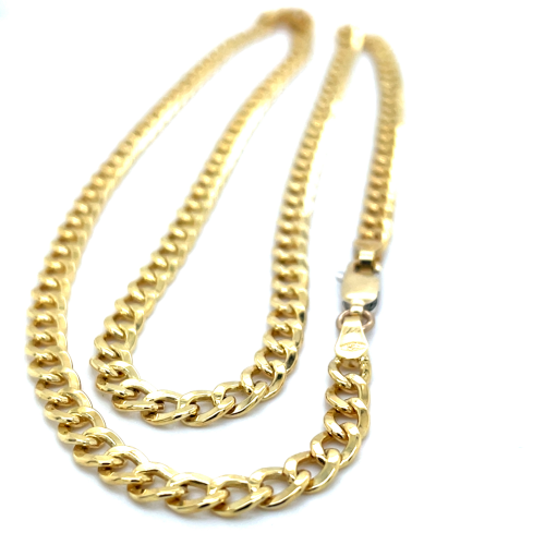 Fjory ketting 4mm Gourmet schakel 50cm goud met zilveren kern. - 601372