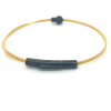 Moederdag armband goudkleur met 2 zwarte bolletje A710GZ 18cm - 601403
