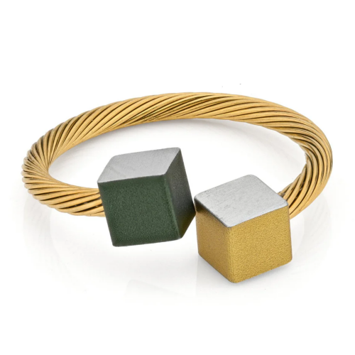 clic ring kubus goud groen - 601404
