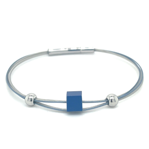 armband kiki blauw met kubus A230B 18cm - 601413