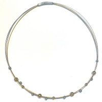 ketting LIV  met kleine bolletjes zilver en goud kleurig - 601419