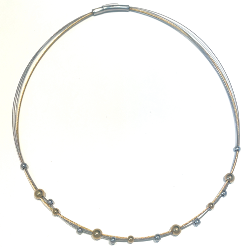 ketting LIV  met kleine bolletjes zilver en goud kleurig - 601419