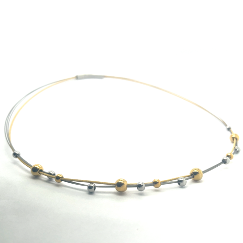 ketting LIV  met kleine bolletjes zilver en goud kleurig - 601419
