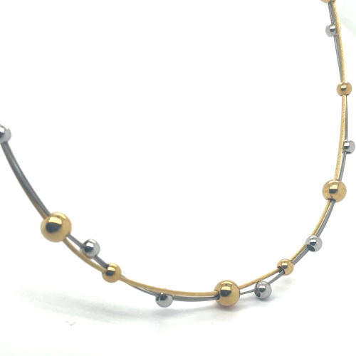 ketting LIV  met kleine bolletjes zilver en goud kleurig - 601419