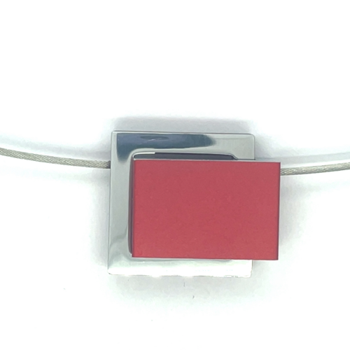 ketting Filou  met rood ornament aluminum 45cm C287R - 601421