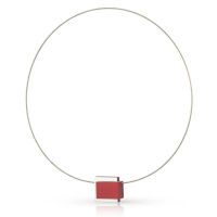 ketting Filou  met rood ornament aluminum 45cm C287R - 601421