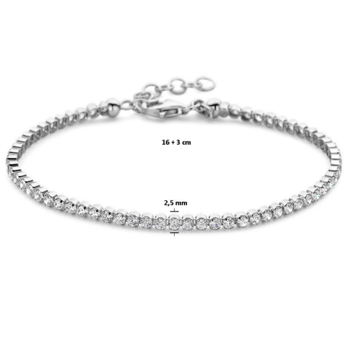 tennisarmband met zirkonia steentjes 2,5 mm 16 + 3 cm zilver - 601430 tennisarmband met zirkonia steentjes 2,5 mm 16 + 3 cm zilver - 601430