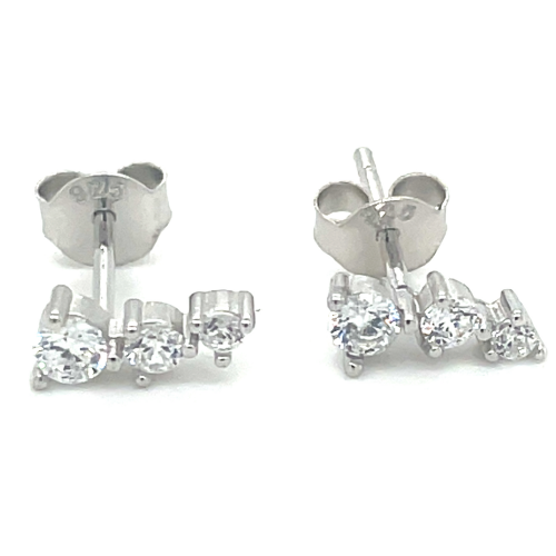 oorknoppen met zirkonia steentjes  9 mm zilver - 601431